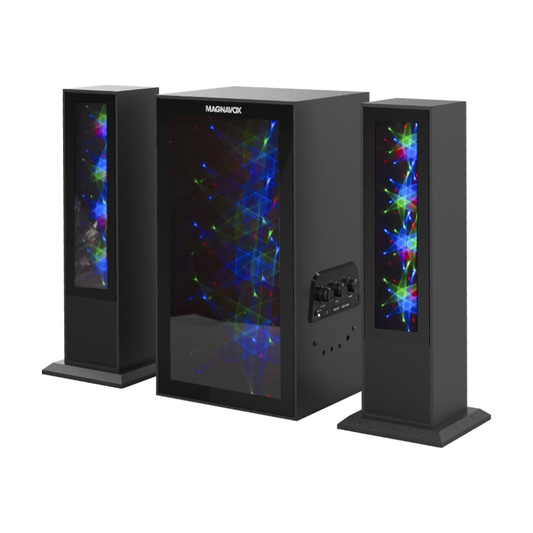Home Entertainment System with Bluetooth Wireless Technology and Color Changing Lights in Black | AUX Port | Subwoofer with 2 Speakers