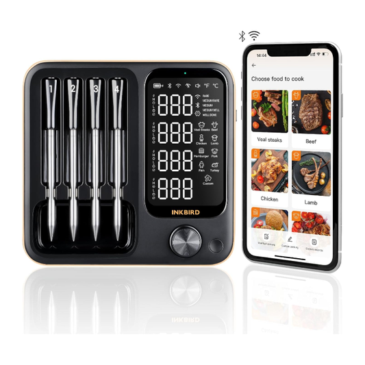 Wireless Meat Thermometer with 4 Probes, Inkbird Wifi BluetoothThermometer Digital Wireless for Rotisserie Grill Oven